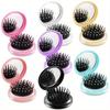 10pcs Mini Hair Brushes with Foldable Mirrors - Portable Round Combs for Travel, Travel Hair Care Essentials | Compact Hair Combs|Durable ABS Handles