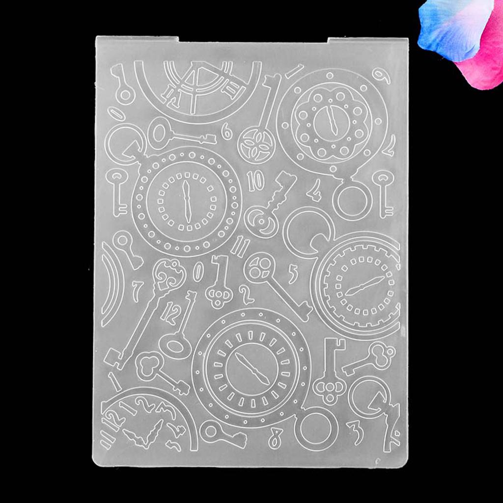 Clock for Key Uneven Embossing Folder 3D TPR Decorative Embossing Stencil for Cr