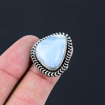 Natural Owyhee Blue Opal 925 Sterling Silver New Solitaire Ring Jewelry Size 7.5
