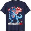 Dinosaur 4th of July Boys Girls Men Amerisaurus T Rex Funny T-Shirt