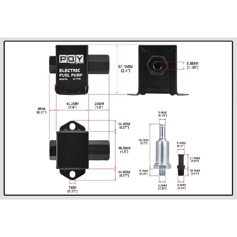 Universal 12V Electronic Inline Fuel Pump 4-7PSI High Pressure 90LPH Gas Petrol Diesel Compatible 40104 40106 40107 P502
