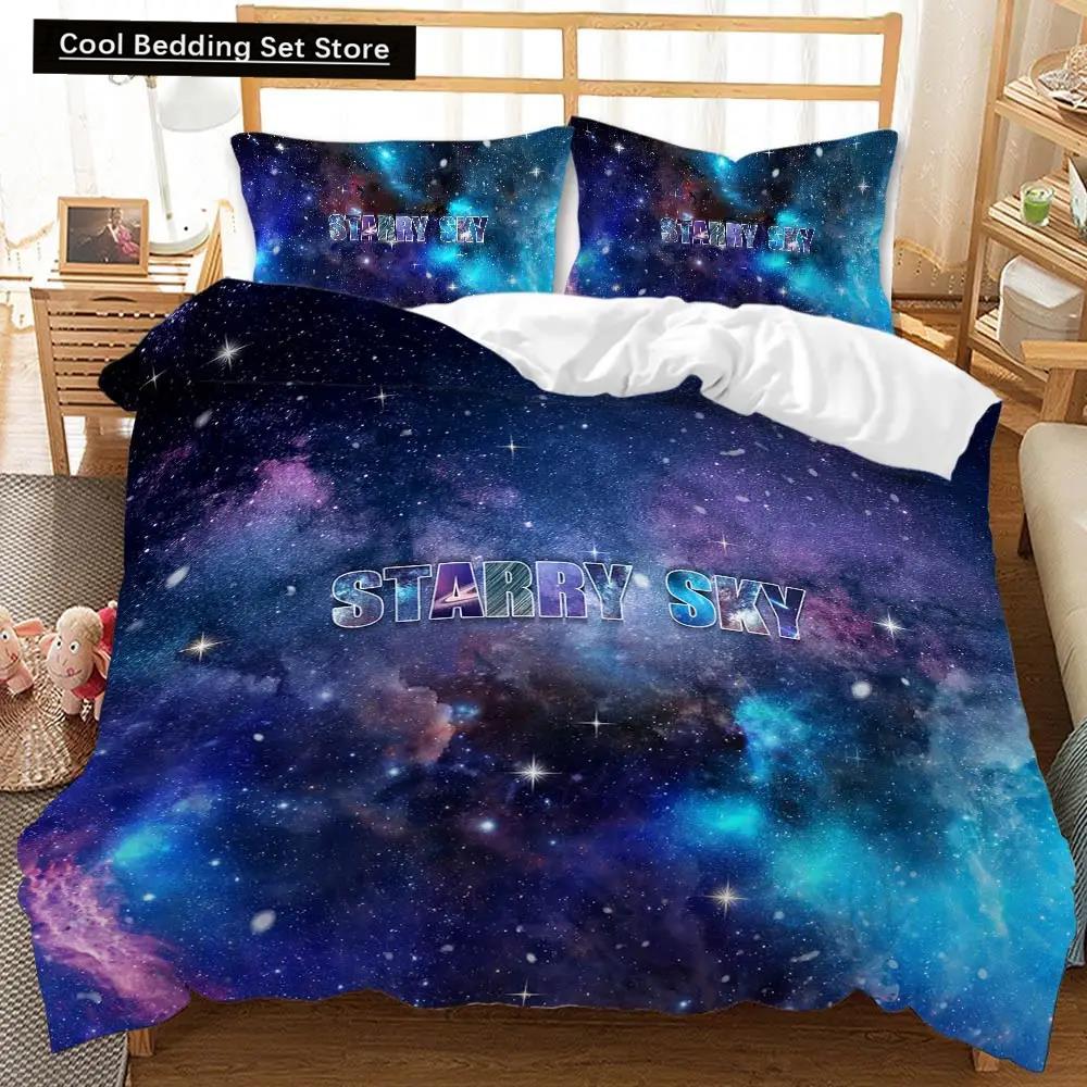 Housse de Couette Univers Ensemble de Literie Espace Extérieur Galaxie Twin Polyester Housse de Couette Système Solaire Planètes Univers Queen King Size