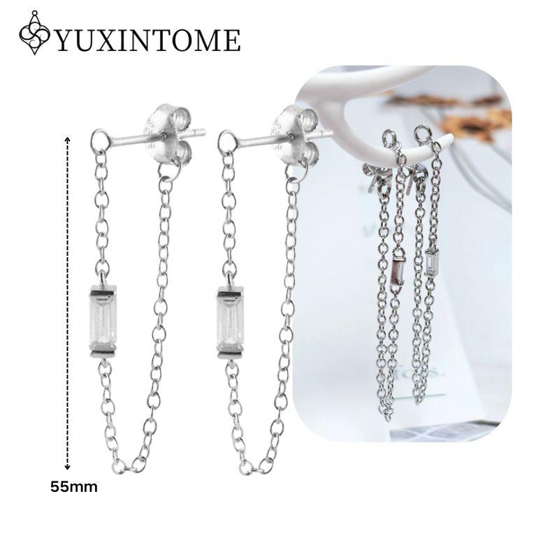 925 Silver Ear Needle Crystal White Zircon Silver Series Tassel Drop Earrings Luxury Fashion Party Jewelry Accessories