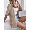 Damen Frühlings- und Sommer-Häkel-Kurzarm-Strickjacke Urlaubs-Sonnenschutz-Strickjacke