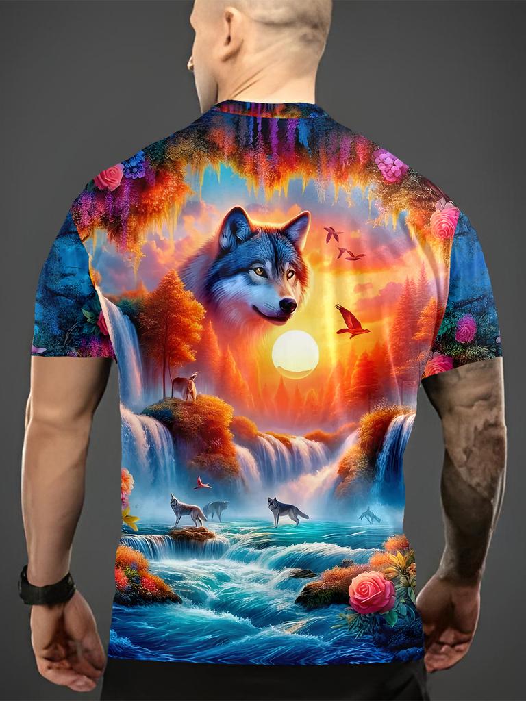 Fashionable and Fun Animal Cat Pattern Men's 3D Printed T-shirt with Oversized Short Sleeved Round Neck Casual Men's and Women's Clothing