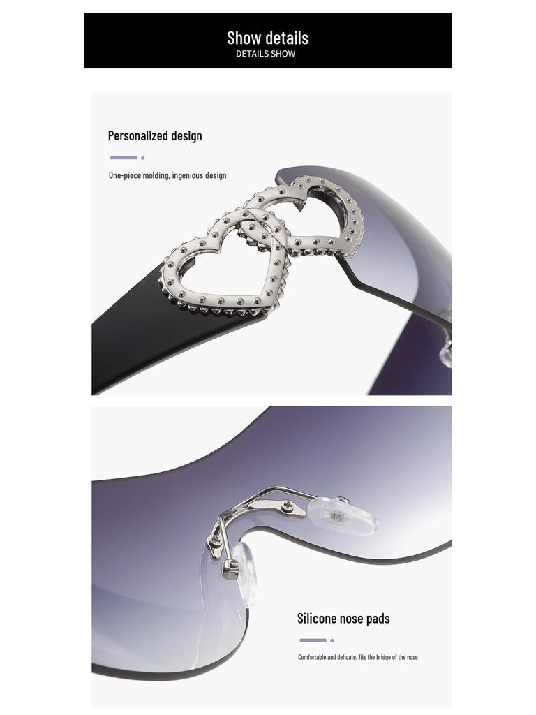 Trendy Heart-Shaped Rimless Sunglasses - European & American Style