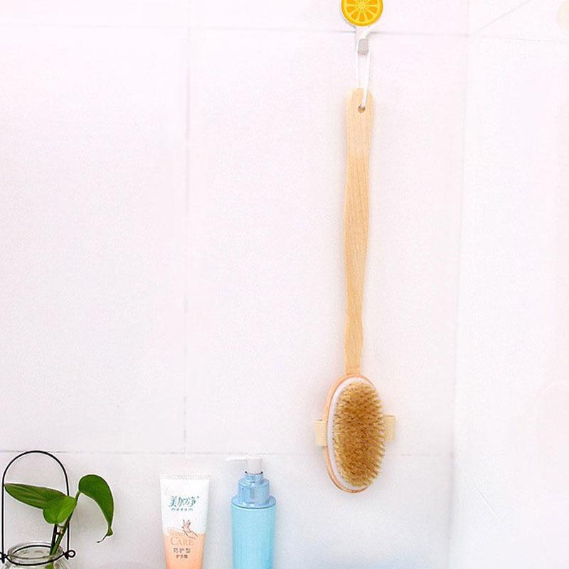 Shower Body Brush Extra Long Handle Natural Wooden Bath Back Massage Scrubber