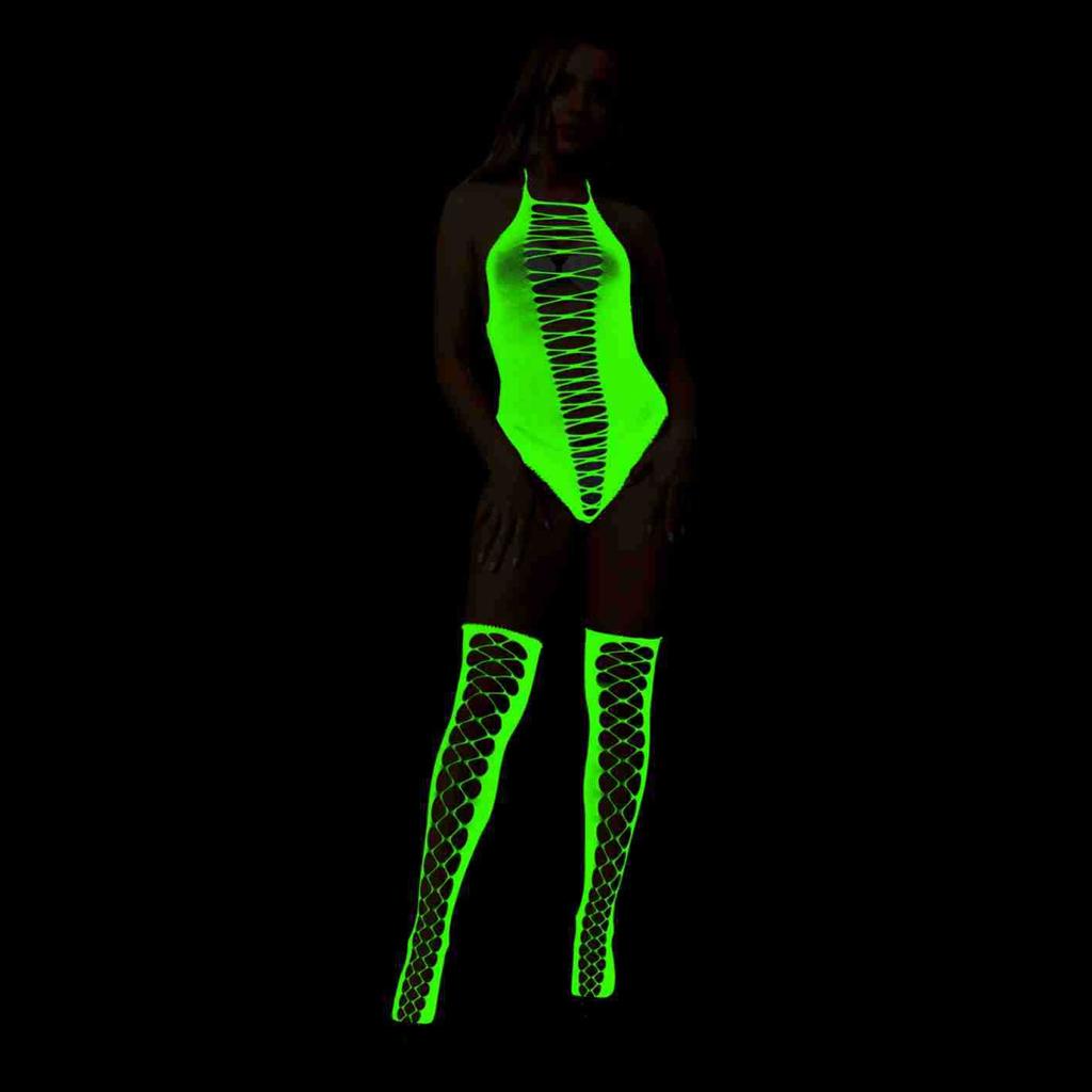 Sex underwear luminous sexy suspender net socks open-file luminous temptation transparent one-piece stockings y