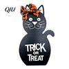Entryway Halloween Decor Door Sign for Front Door, Wooden Ghost Pumpkin Black Cat Indoor Outdoor Ornaments Hanger Wreath, Rustic Farmhouse Welcome