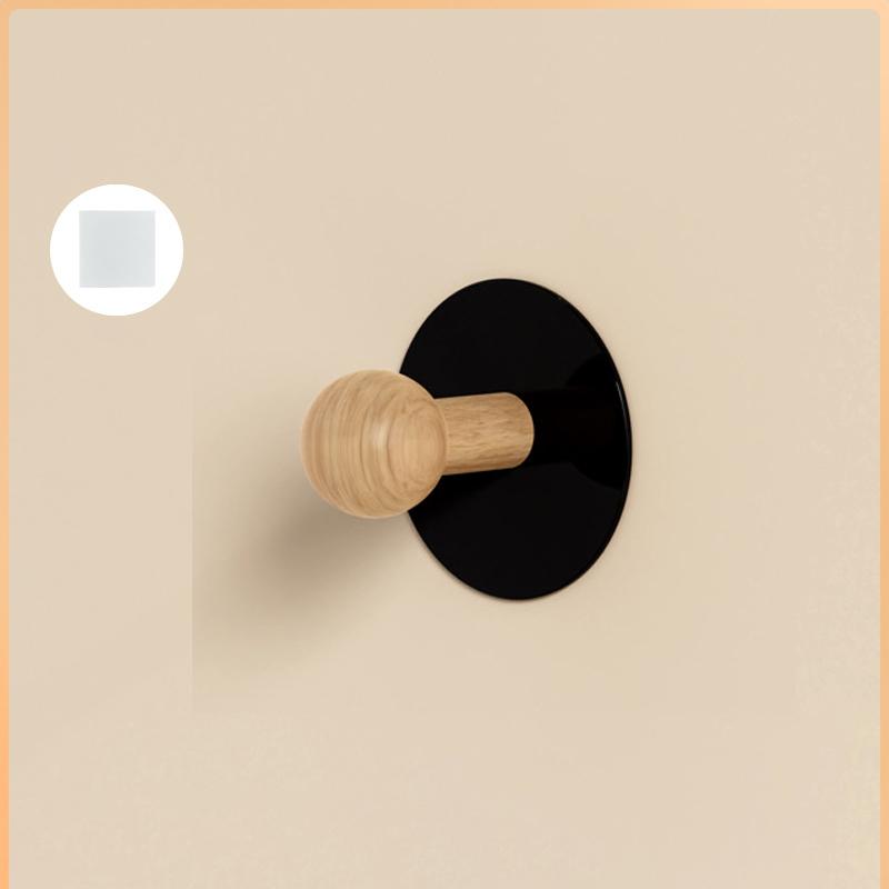 

Towel Hooks Wall Mounted - Adhesive Bathroom Coat Hooks for Hanging Robes Clothes Light Brown, Black Solid Wood Beech Wall Hook чёрный