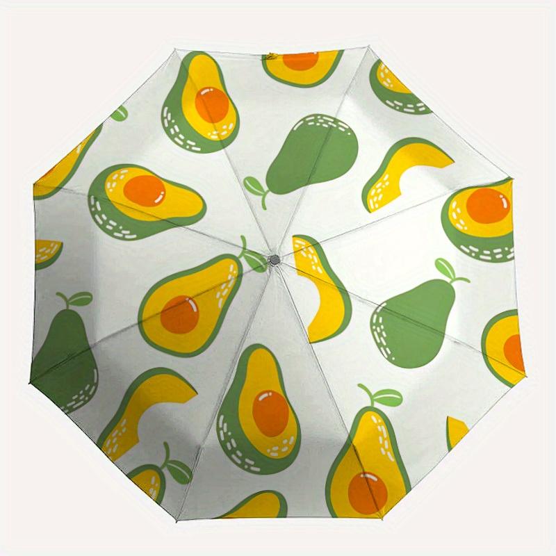 1pc Avocado Pattern Automatic Open 8-Rib Windproof Umbrella, Travel & Commuting, Suitable for All Seasons