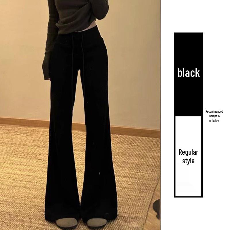 Women's Light Gray Flare Sweatpants with Plus Velvet – Slimming, Casual, Loose Fit for Autumn/Winter 2026