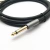 Gold-Plated Aluminum Shell 6.35mm To 6.35mm Microphone Cable, Black Leather Wire