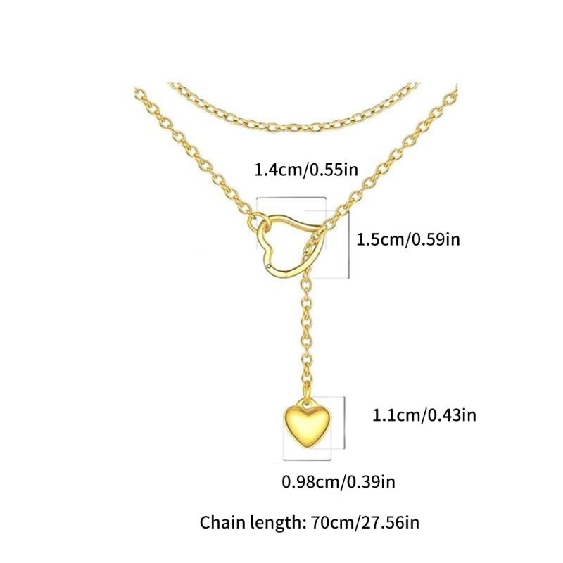 Adjustable Long Chain Necklace Unique Heart Pendant Necklace with Adjustable Length Stylish Clavicle Chain