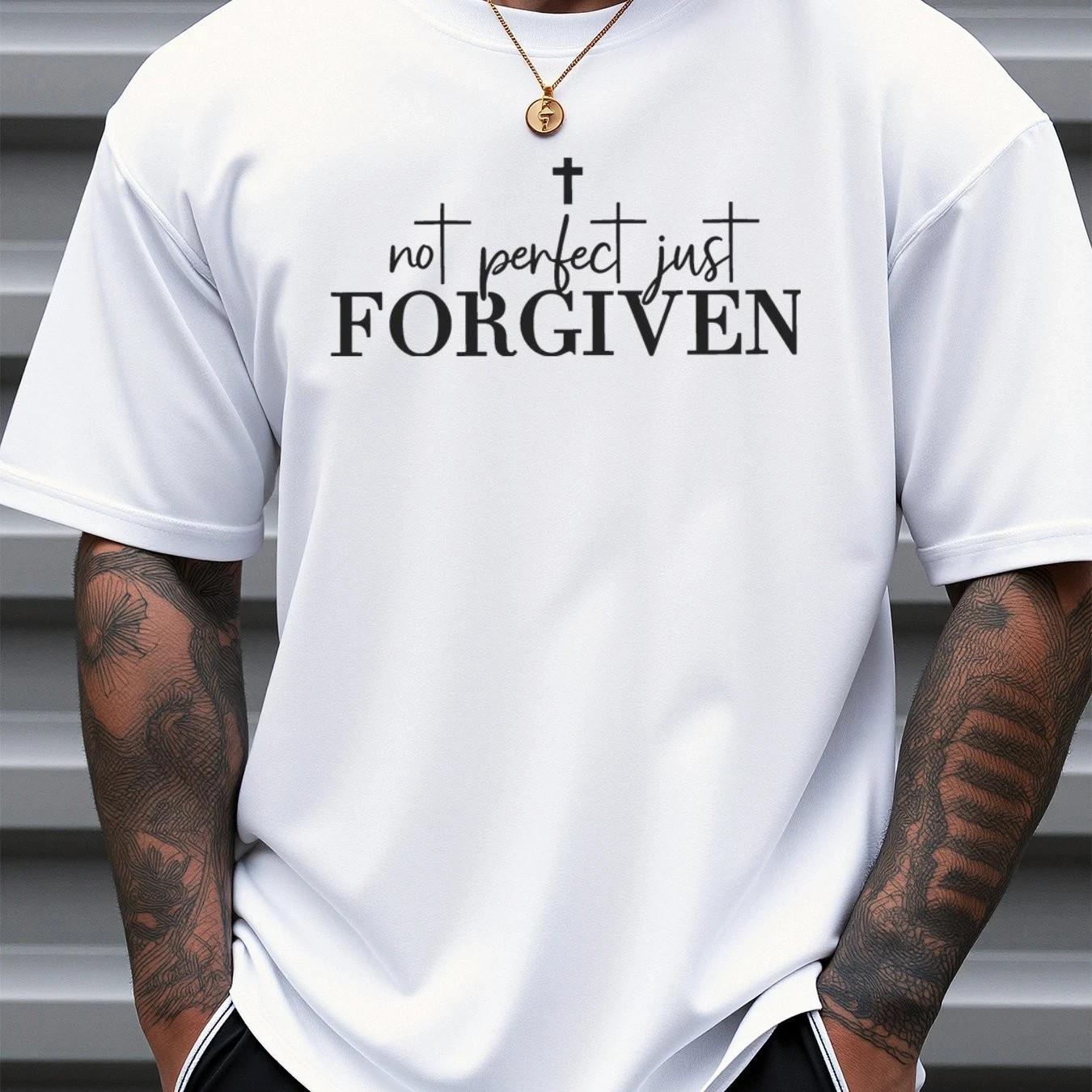 Christian Faith T-Shirt No Perfect Just Forgiven Cross Graphic T-shirt L