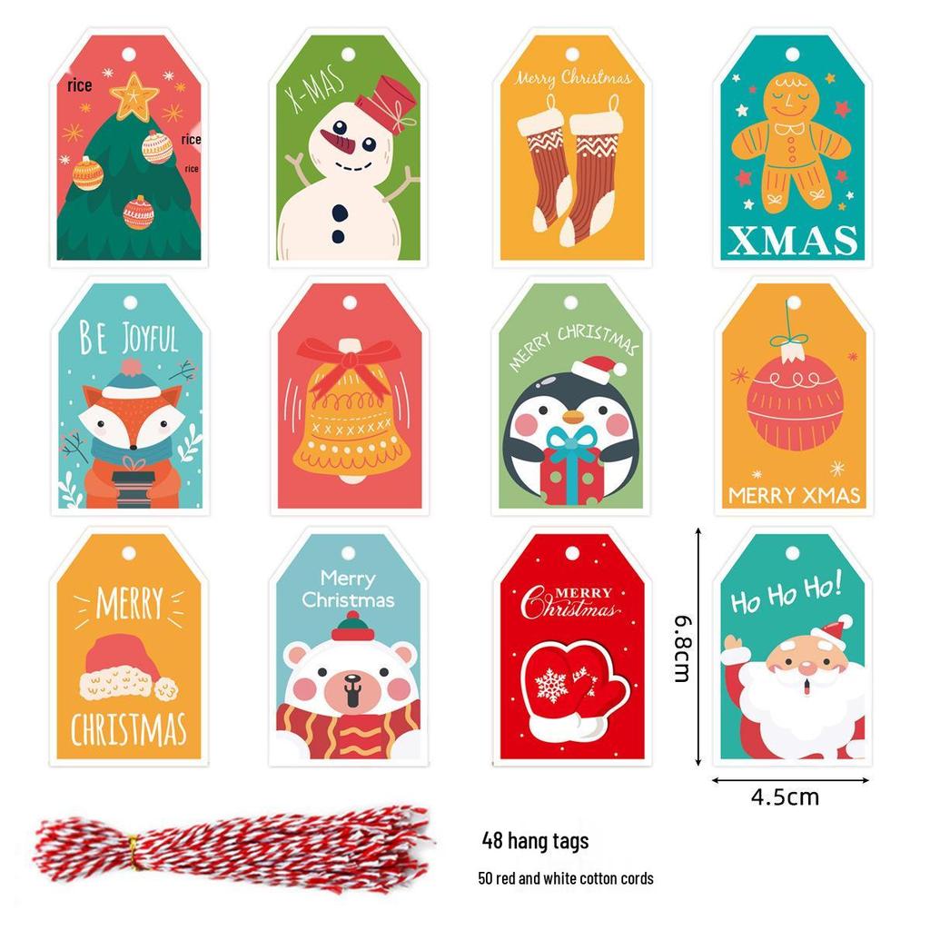 Christmas Tree Ornament & Greeting Card Set - English Tag Label & Wish Card Combo