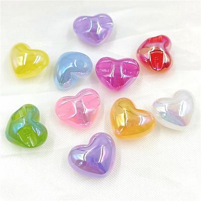 Creative Dazzling UV Handmade DIY Earrings 5pcs Three-dimensional Back Hole Beads Fashion Peach Heart Jewelry Accessories Necklace Bracelet Materials