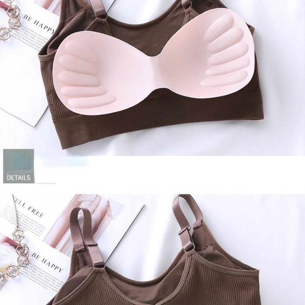 Tops for Woman Knitted Sexy Crop Tops Halter Tank Top Women Built In Bra Camis Sleeveless Strap Vest Underwear Sports Bra Ladies