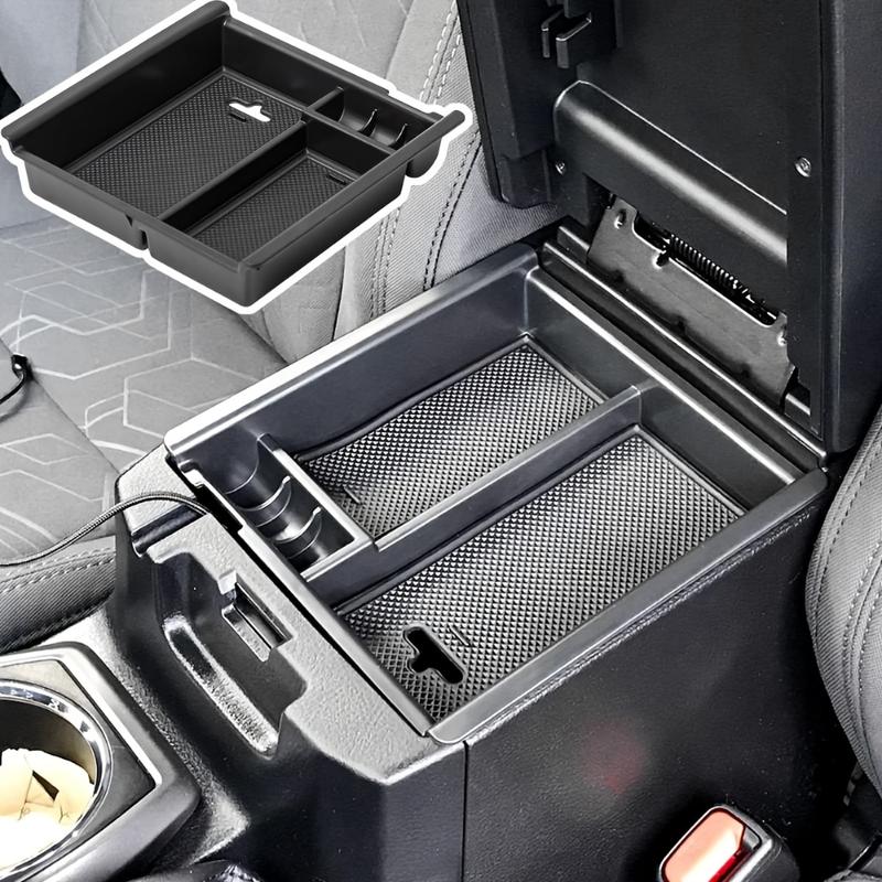 For Toyota Tacoma 2016- Center Console Armrest Organizer Tray Durable ABS Black Storage Box With Divider Car Accessories