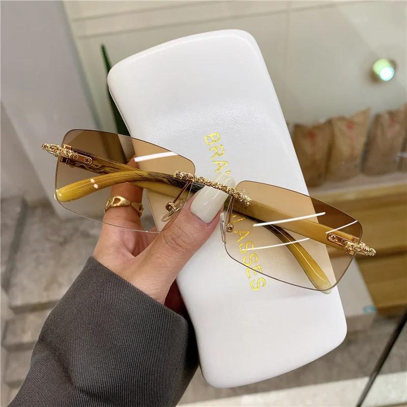Rimless Vintage Sunglasses for Women Men Diamond Luxury Brand Designer Sun Glasses Retro Eyewear  UV400