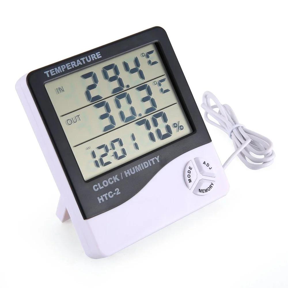 Digital Thermometer Hygrometer LCD Electronic Digital Temperature Humidity Meter Clock Alarm Home Indoor Outdoor Hygrometer