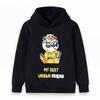 Kids Boys Girls Pullover Hoodie, Cool Cartoon Panda Graphic Casual Hooded Sweatshirt, MY BEST URBAN FRIEND Printed Long Sleeve Top for Children