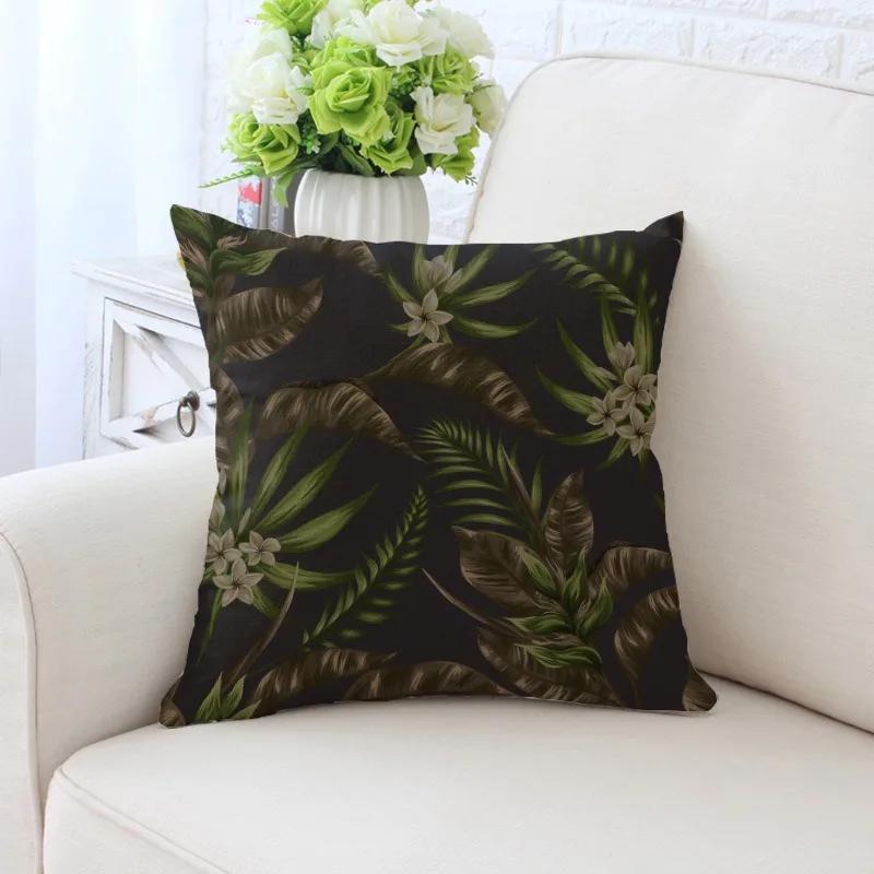 Luxury Home Decor Pillowcase Tropical Rainforest Plant Flower Coconut Print Office Sofa Car Cushion Cover