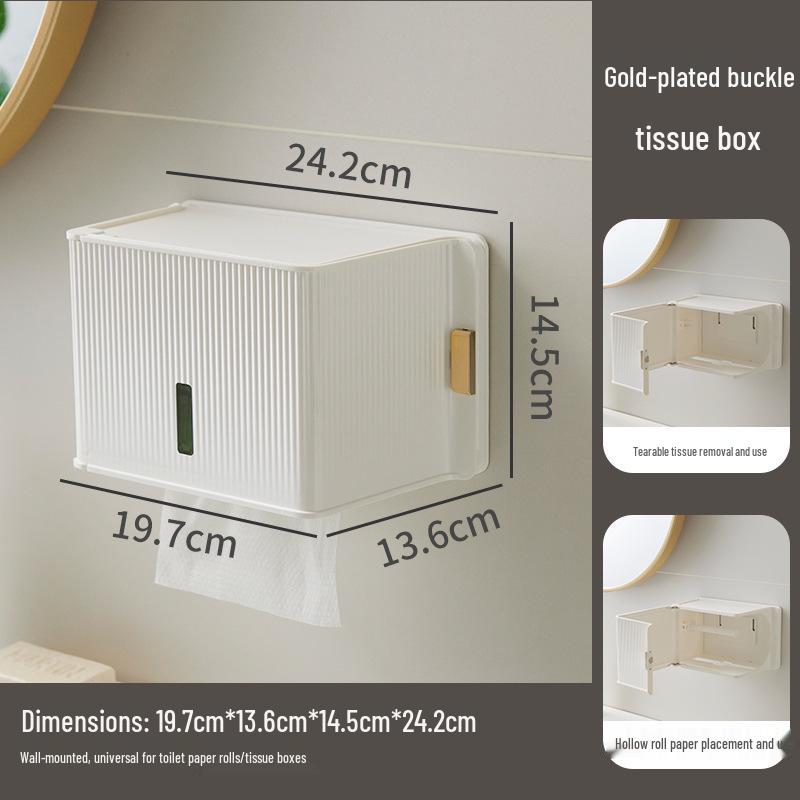 Luxury Wall-Mounted Tissue Box with Magnetic Suction—High-End Face Towel Storage Rack & Large Capacity Toilet Paper Dispenser