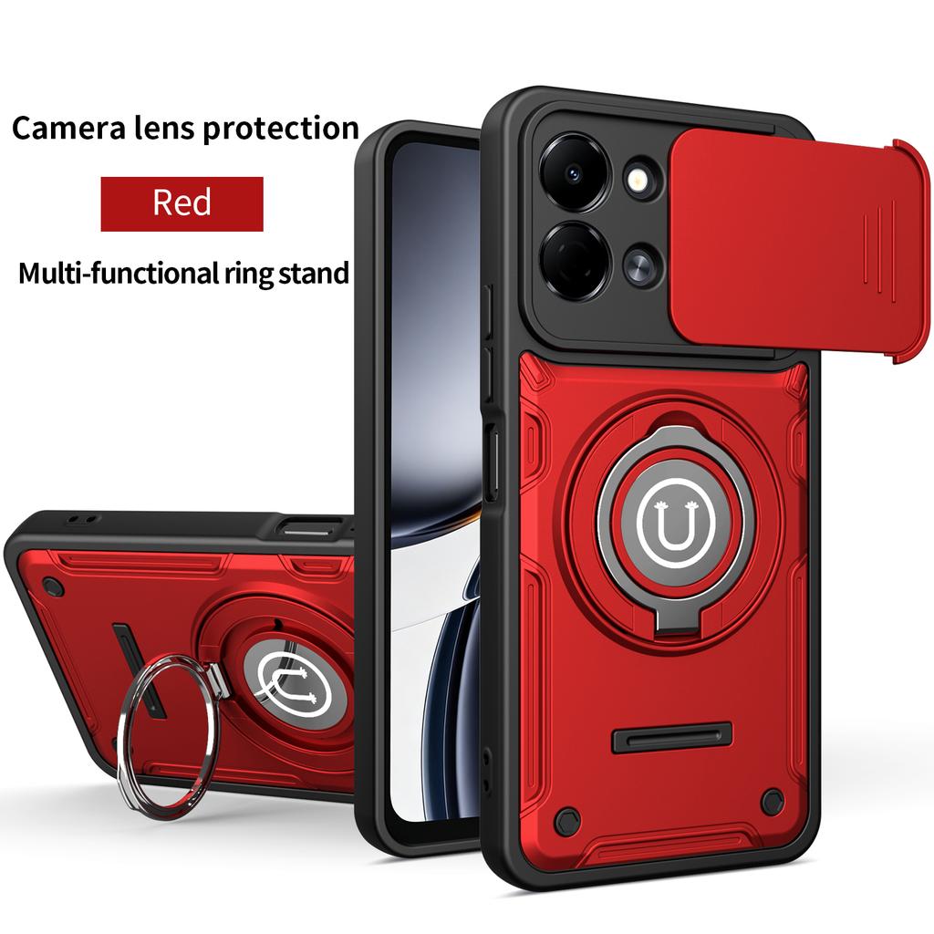 Anti-slip Armor Shockproof Case For Tecno Spark Go 3 KN3 Camera Lens Protection Rotating Ring Stand TPU Plastic Phone Cover