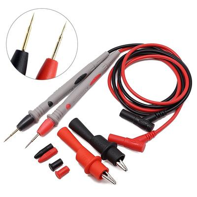 1 paio di puntali universali con punta ad ago, sonda per multimetro digitale, con clip a coccodrillo per tester LED