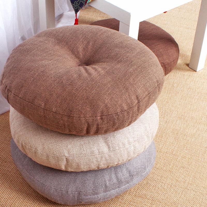 40-70cm Round Cushion Linen Cotton Seat Pad Thick Washable Cushion Meditation Mat Modern Sofa Pillow Tatami Chair Back Cushion