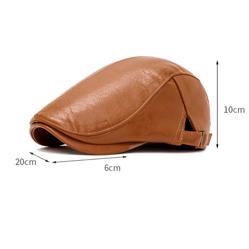 Herbst Winter Leder Schirmmütze Herren Britische Vintage Schiebermütze Warme Malermütze Baskenmütze