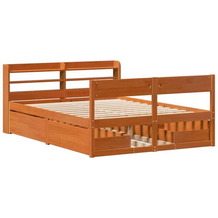 VidaXL Bed Frames Without Mattress Wax Brown 120x190cm Solid Pine Wood 3307142