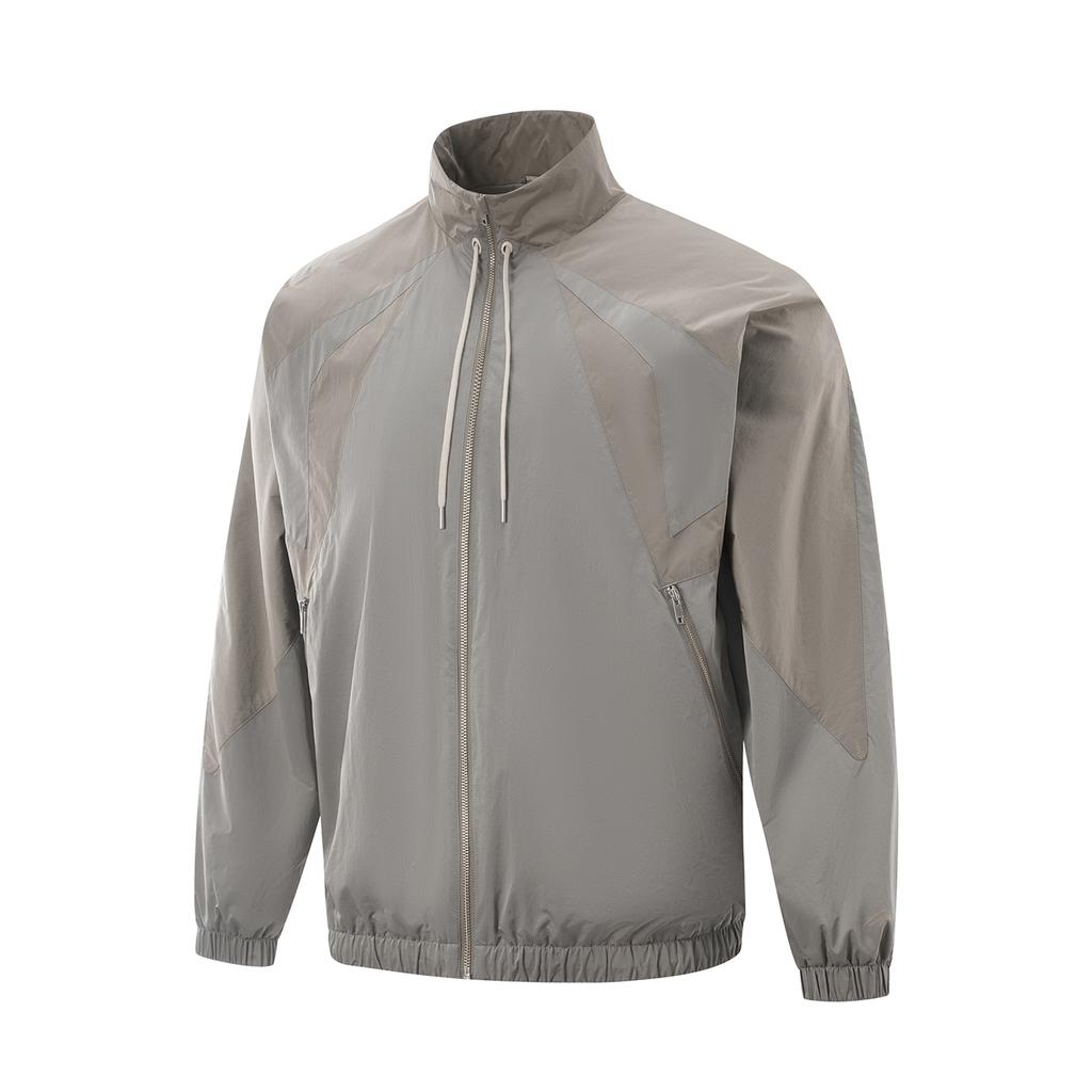 Li Ning Jimmy Butler Long Sleeve Stand Collar Windbreaker Men Outerwear Gravel-Gray Foam-Brown AFDV001-3