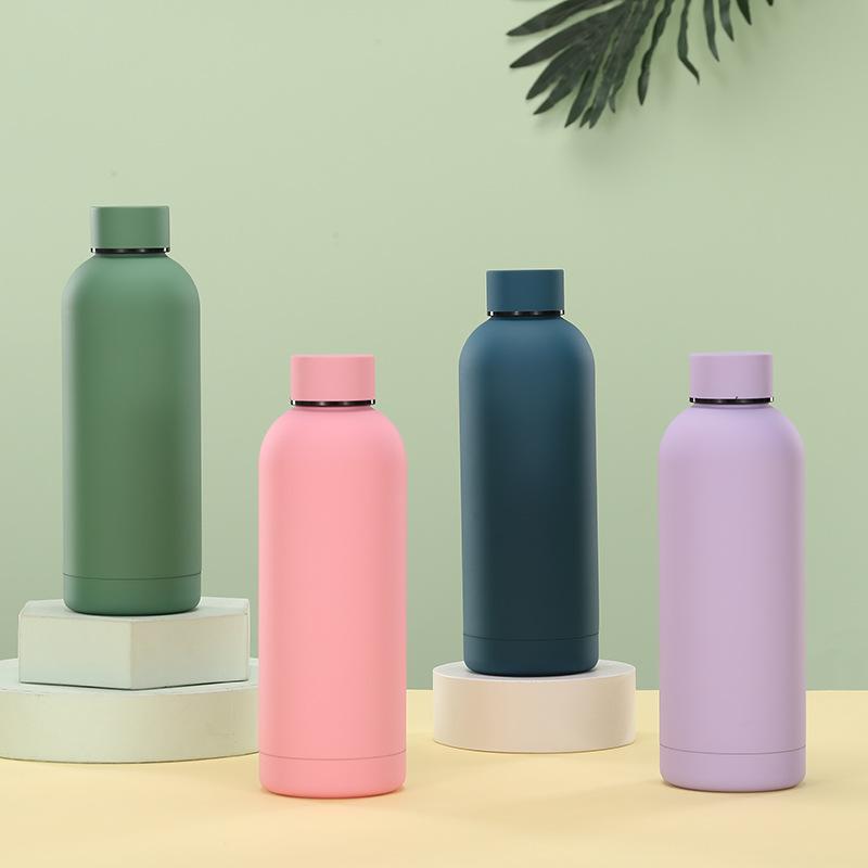 304 Stainless Steel Small Mouth Bottle 500Ml Color Rubber Paint Thermos Cup Portable Outdoor Travel Cup