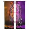 Gradient Wolf Dream Catcher Chiffon Sheer Curtains for Living Room Bedroom Home Decoration Window Voile Tulle Curtain Drapes