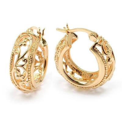 [L4319] - Gold Plated Hoop Earrings 'Clothilde' - 15x8 Mm