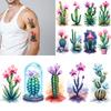 9pcs Temporary Tattoo Cactus Watercolor Watercolor Flower Temporary Tattoo Stickers For Chest Cheeks