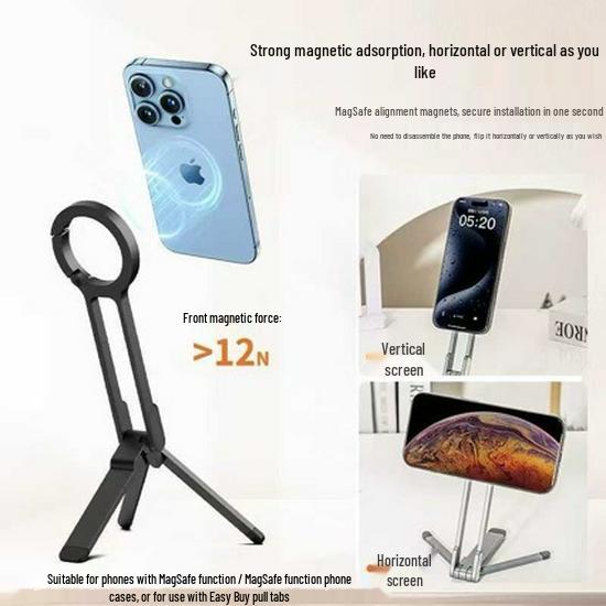 Magnetische Klimtelefoonhouder: Draagbare Veergesp, Driehoekig Ontwerp voor Fotografie & Livestreaming