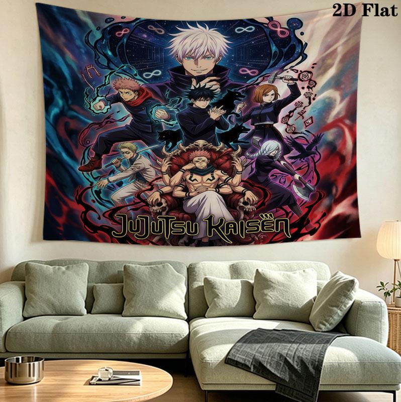 Arazzo da Parete Jujutsu Kaisen Appeso Estetico alla Parete Coperta in Tessuto Stampato Arazzi Decorativi per Camera da Letto Soggiorno Decorazione per la Casa