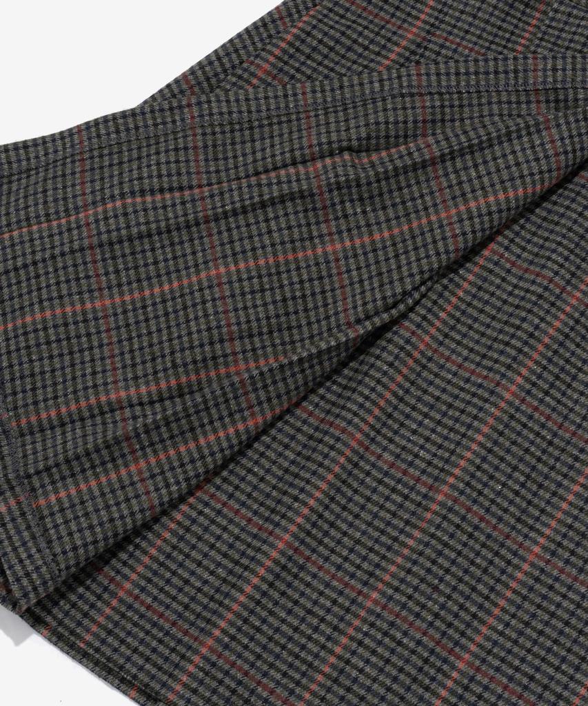 CARGOBROS FOR WOMAN Wool Check Pleated Wrap Midi Skirt (Charcoal)