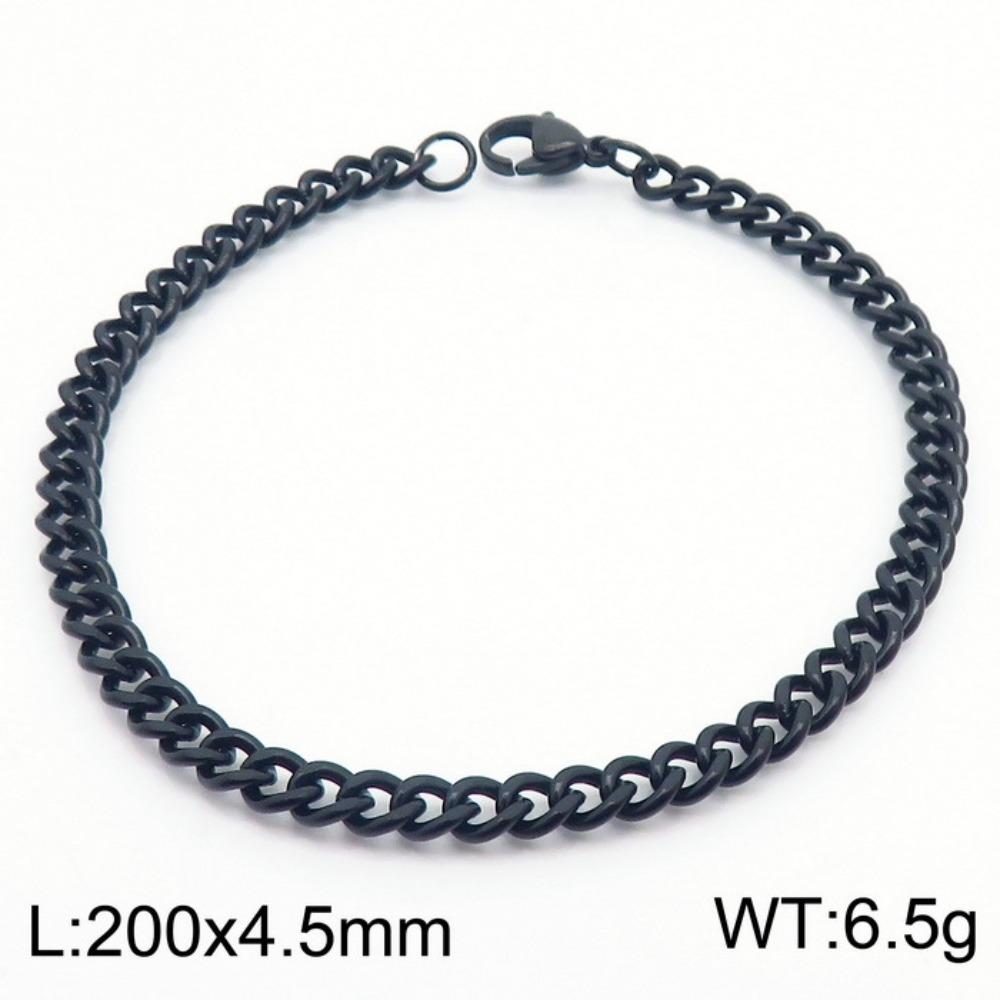 Jewelry Side Flat Chain Stainless Steel Chain, Simple Titanium Steel Men's Trend Hip-hop Bracelet Accessories