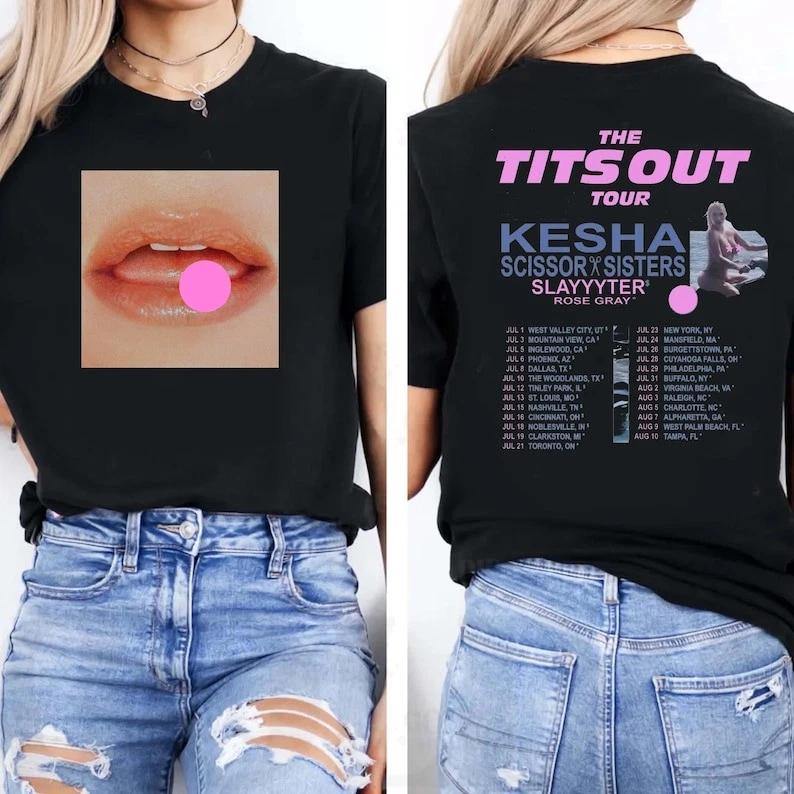 Kesha 2025 Concert Shirt, 2025 Kesha The Tits Out Tour Tshirt, Kesha Fan Gift XL