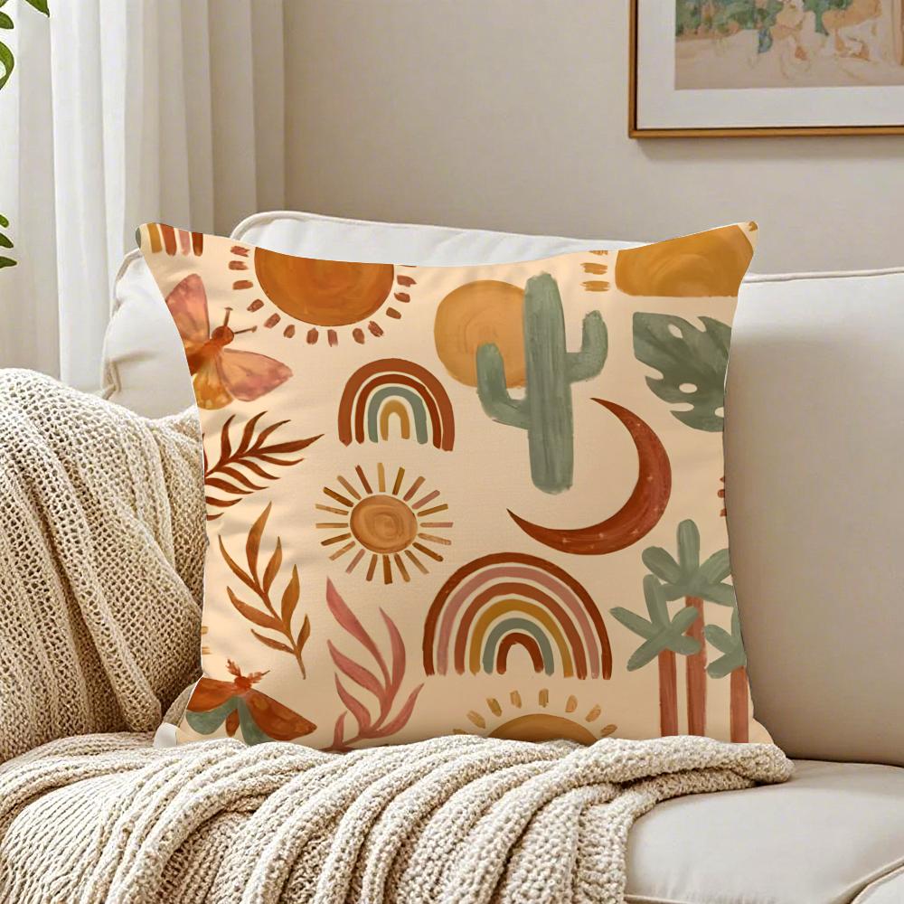Cute Cartoon Sun Illustration Art Cushion Cover Pillowcase Antidustmite Living Room Sofa Decor Cushion Room