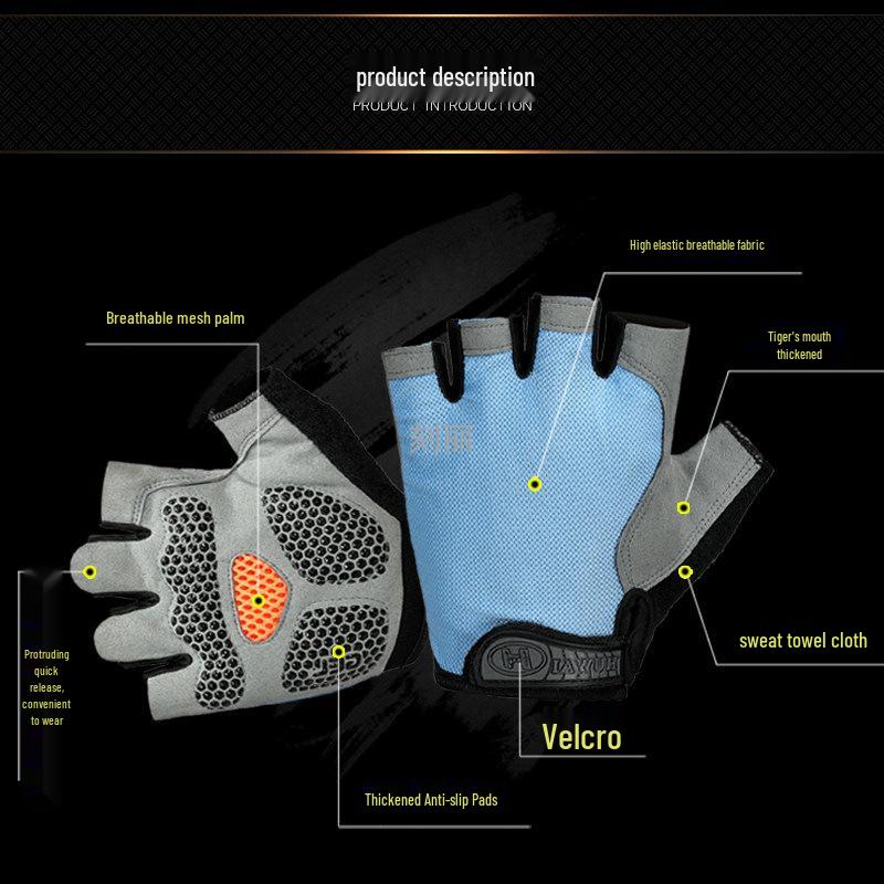 Unisex Anti-slip Half-Finger Sports Gloves for Fitness, Cycling, Mountaineering, and Pull-ups
