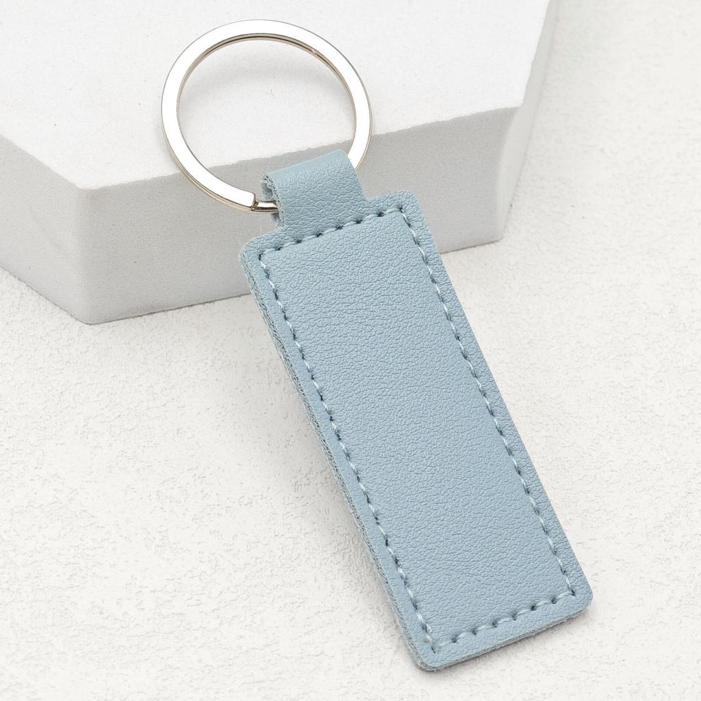 Creative Solid Color PU Leather Keychain with Double-Sided Stitching - DIY Keyring Loop Gift or Bag Pendant
