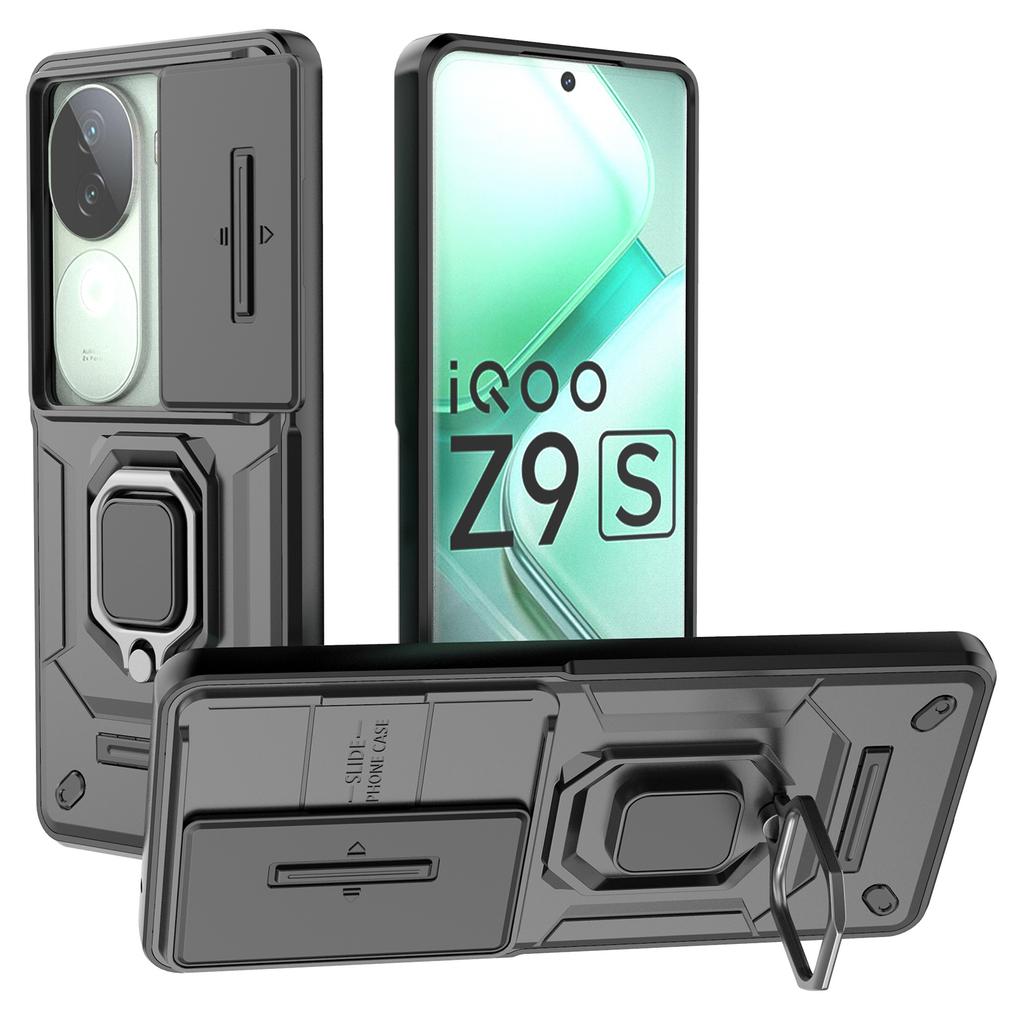 For Vivo iQOO Z9s 5G Case PC+TPU Kickstand Phone Protector with Lens Cover