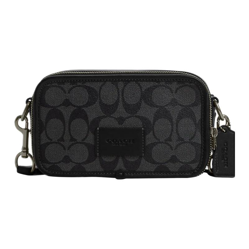 

COACH Wyatt 19 Zip closure Signature coated canvas with smooth calfskin Shoulder bag Crossbody bag Small Men s Black чорний