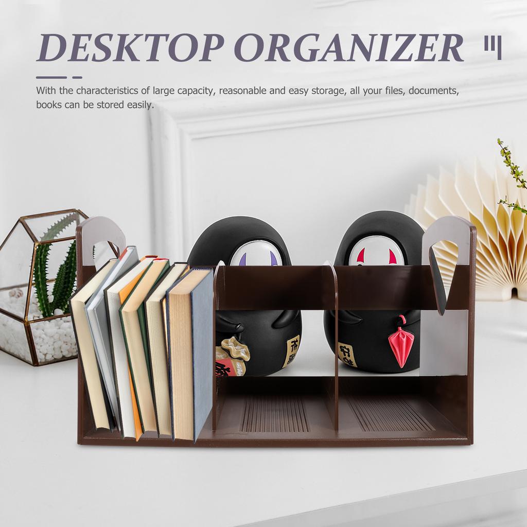 Large Size Three Grid Book Rack Portable Desktop Organizer Sturdy Smooth Surface for Office School Home Practical Bookshelf