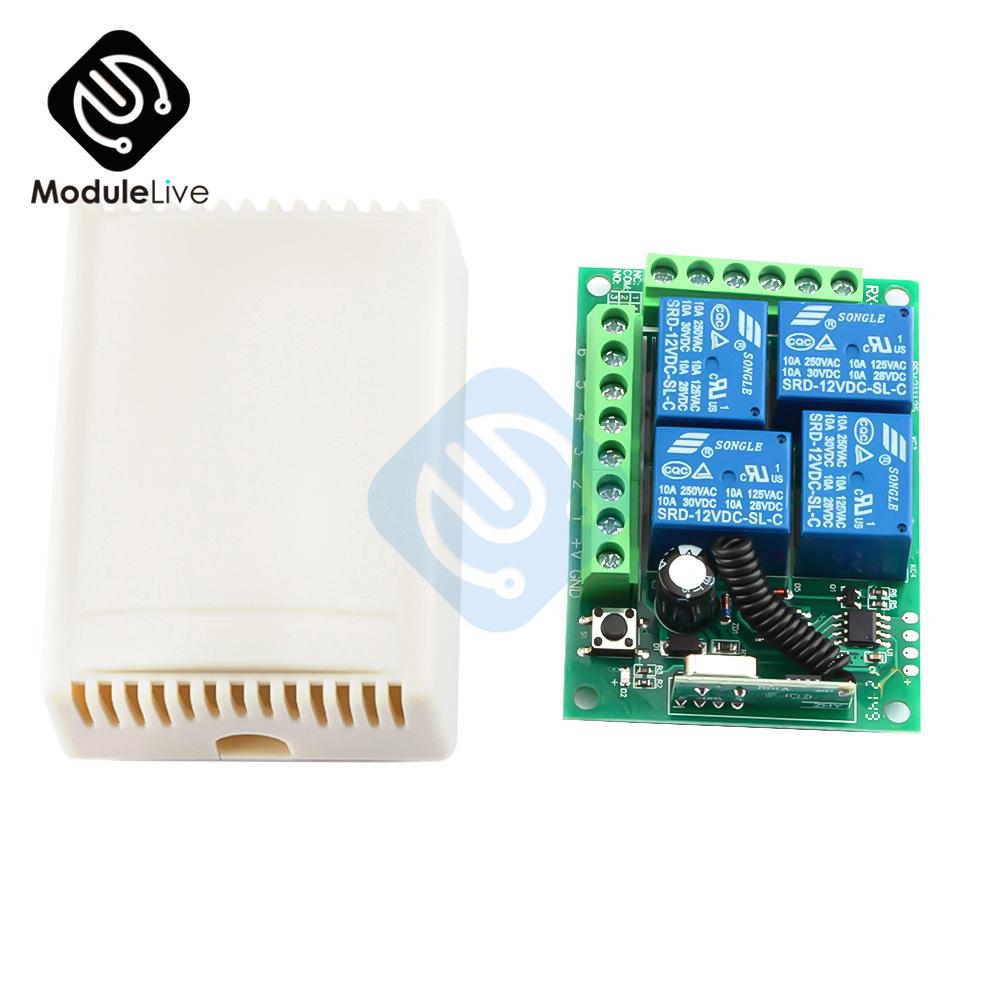 

New 433MHz 315MHz Universal Wireless Remote Control Switch DC 12V 5mA 4CH Relay Receiver Module RF Switch for Gate Garage Opener DC12V 433MHz 4CH